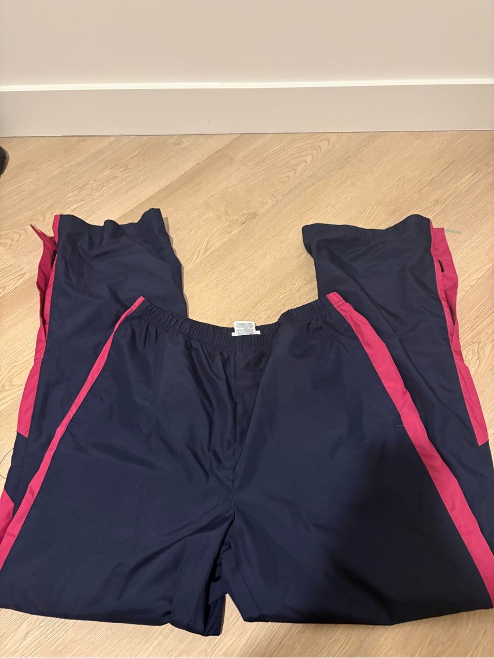 Reebok Navy Athletic Pants with Pink Logo Accent